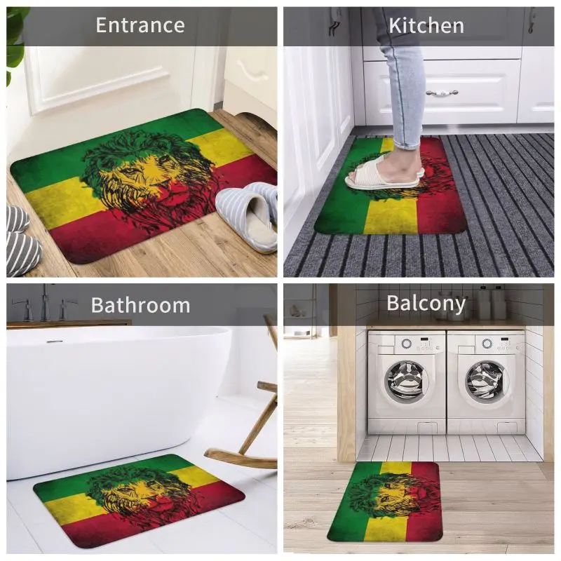 Custom Lion Of Judah Rasta Jamaican Reggae Doormat Mat Anti-Slip Rastafarian Art Bathroom Kitchen Garden Rug Carpet 40*60cm