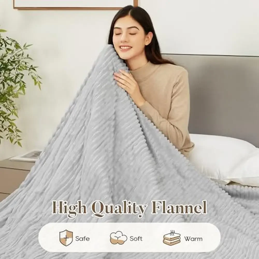 Heated Electric Blanket Queen Size Machine Washable Soft Flannel Grey ETL&FCC Certified