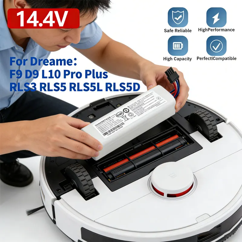 

New Original 12800mAh P2008-4S2P-MMBK Replacement Battery For Dreame F9 D9 L10 Pro Plus RLS3 RLS5 RLS5L RLS5D Accessories Parts