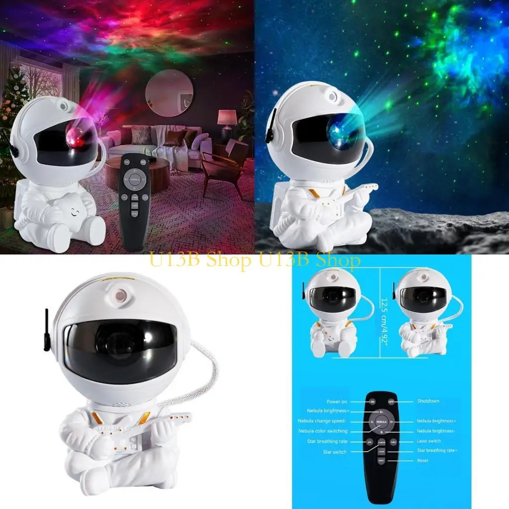 U13B 360°回転宇宙飛行士プロジェクターライトギター/星の手元にあるポータブルリモートコントロールナイトランプベッドルーム装飾用