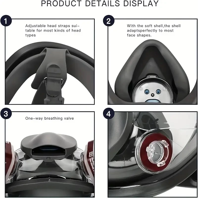 SJL 27 في 1 6800 اللوحة الصناعية رش قناع تنفس قناع واقي من الغاز 3 في 1 دعوى سلامة العمل تصفية الغبار قناع الوجه الكامل قناع الغاز