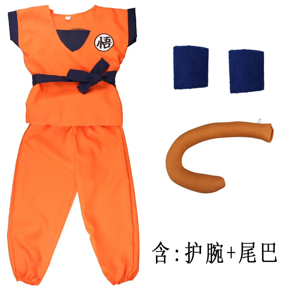 Anime Kids Son Goku Cosplay Costume Gui Holiday Costumes Tail Wrister Wig Children Dress Up Halloween Party Gift