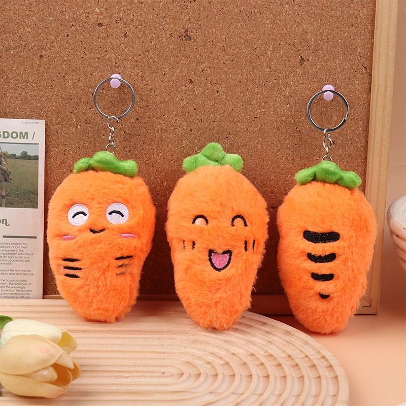 1PC Fashion Cartoon Carrot Plush Toy Keychain Cute Soft Stuffed Doll Pendant Car Key Ring Backpack Bag Decor Kid Birthday Gift