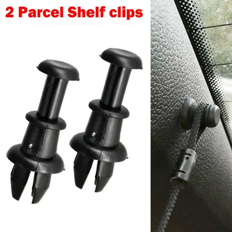 2 Pcs/Set Parcel Shelf Load Cover Strap Pin Clip Retaining Hook Paired Black Clips for GOLF 5 Mk6 Push-in Rivets