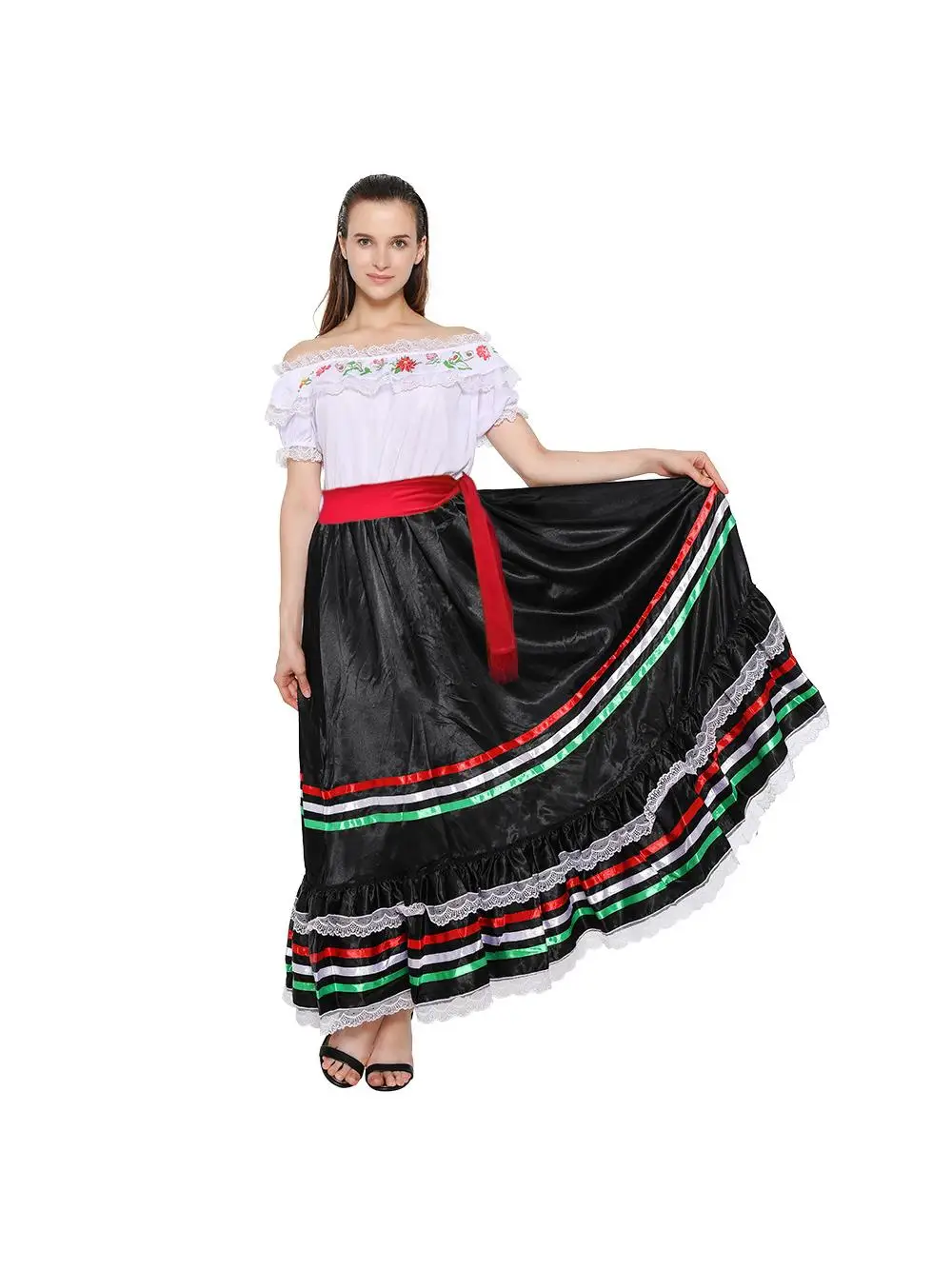 

National Women's Skirt Stage Costume loween Costume Bright Song Girl Role-plang Traditional Chinese Women's Faion