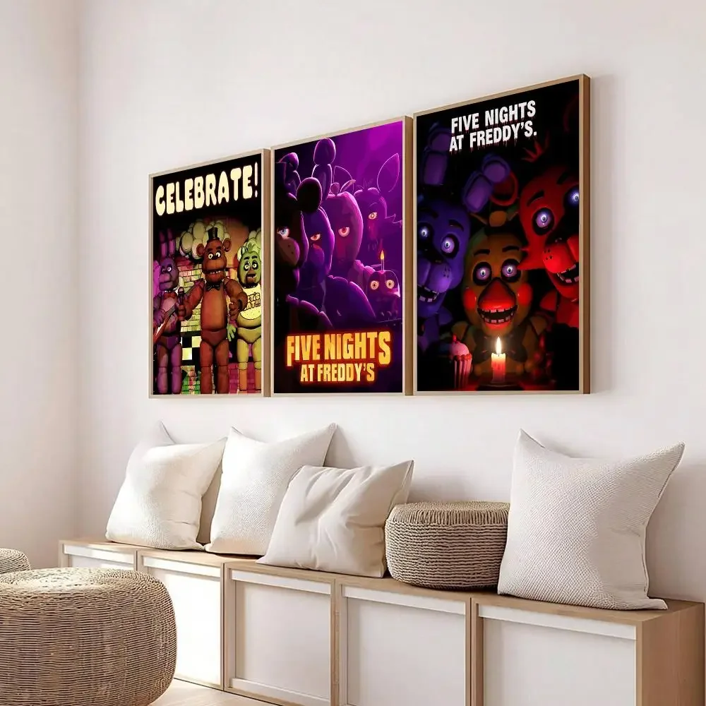 Horror F-Five Nights at Freddys Painting Calligraphy Modern Canvas Poster Wall Art Aesthetic Bedroom Decor for Cafe Home Gift