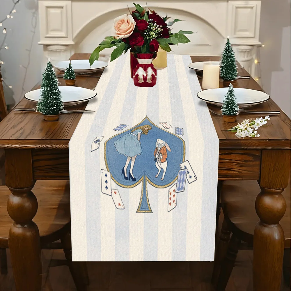 

1 Piece Disney Alice in Wonderland Themed Tablecloth, Cartoon Design Table Runner - Suitable for Weddings, Parties, Indoor/Outdoor Dining