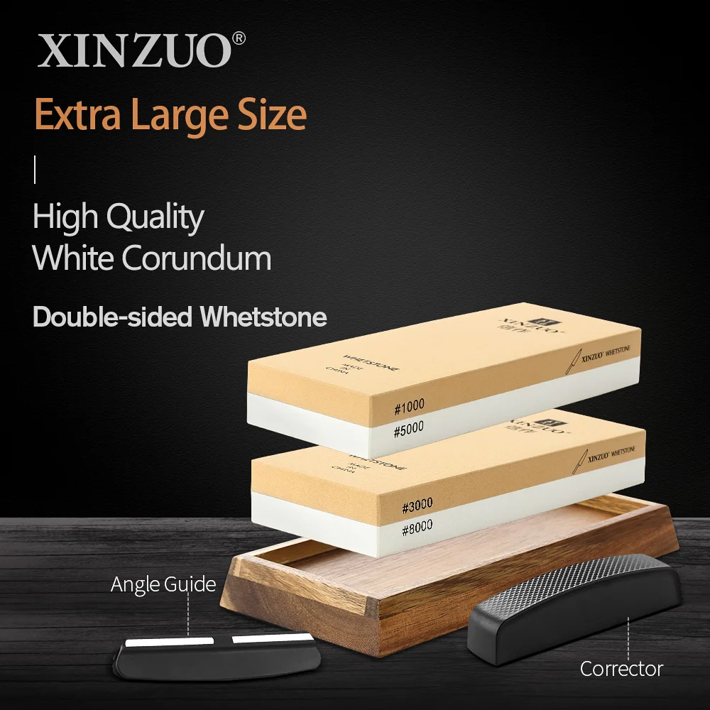 XINZUO Large Sharpening Stones Double Side 1000/5000 Or 3000/8000 Grit Sharpening Grinding Stone Whetstone Knife Sharpener