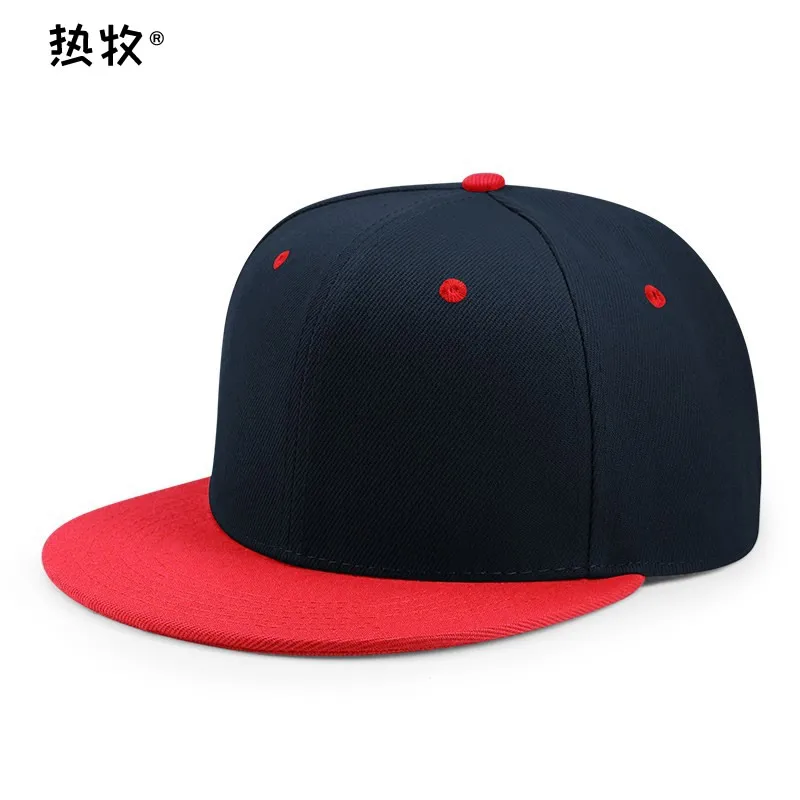 夏ヒップホップ野球帽メンズフラットつばスナップバック無地カジュアルストリート帽子