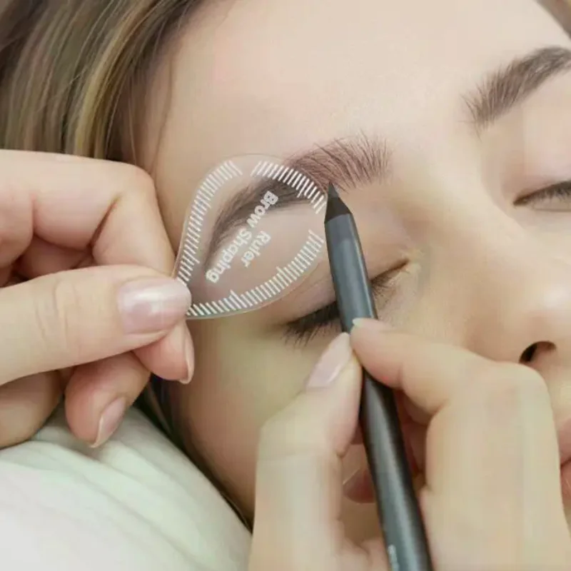 ティアドロップアーチブロウマッピングツール 1分で眉を整えるルーラーテンプレートステンシル 素早く描けるPMU眉毛ヘアストロークアイライナー