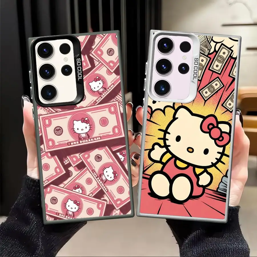 Sanrio Hello Kitty Back Phone Cover Case for Samsung Galaxy S20 Plus S23 S24 FE S23 S25 Note 20 Ultra S22 S21