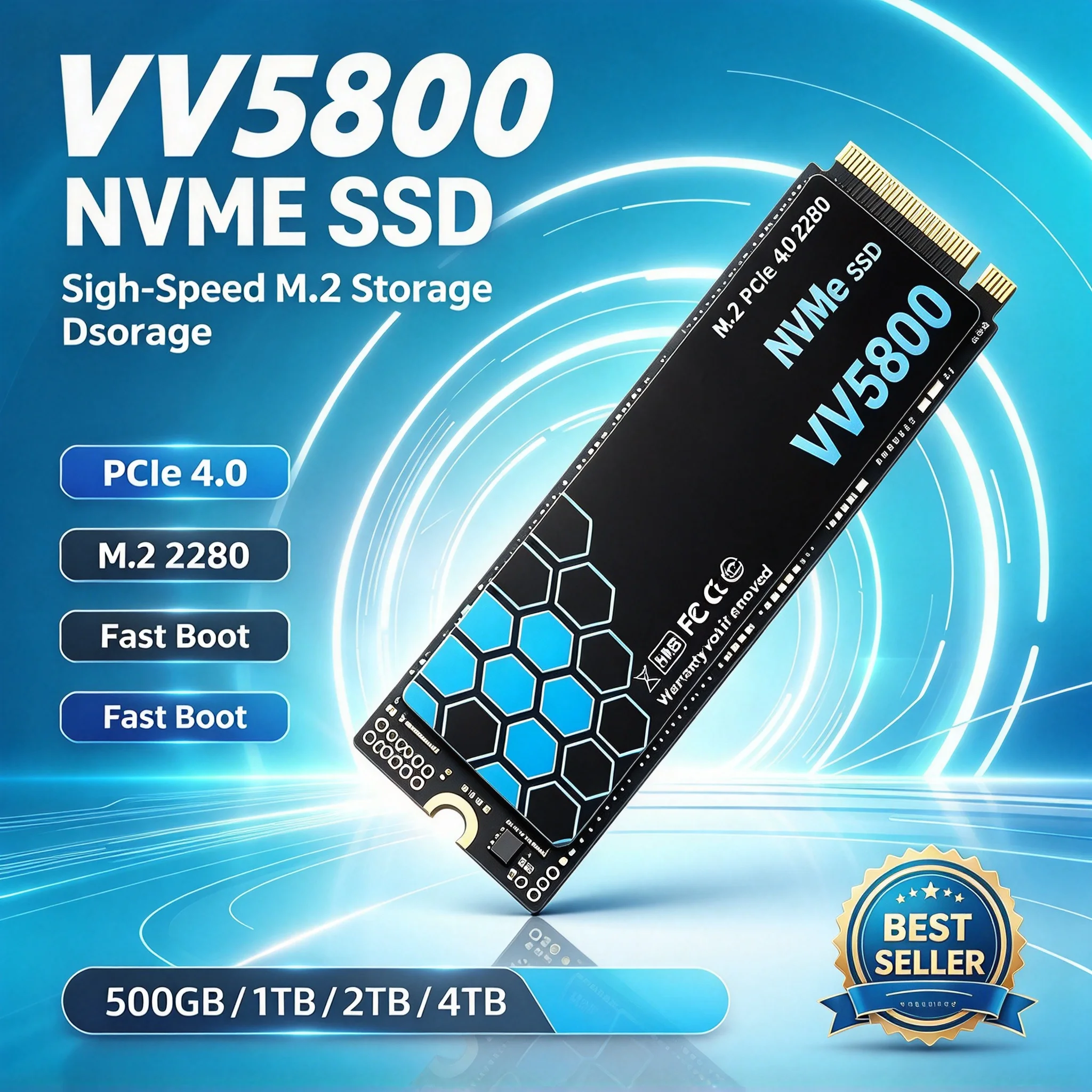 VV5800 M.2 NVMe Builtin Solid State Drive, 4TB/2TB/1TB/500GB, Stable Performance, Gaming Work PC Laptop Notebook, Pro Max 5GX