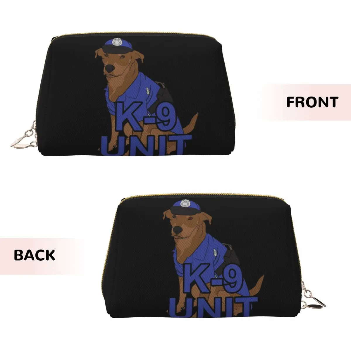 Police K9 Unit Belgian Malinois Pug Dog Artistic Women Cosmetic Bags Travel Makeup Organizer Pouch Toiletry Storage Dopp KitCase
