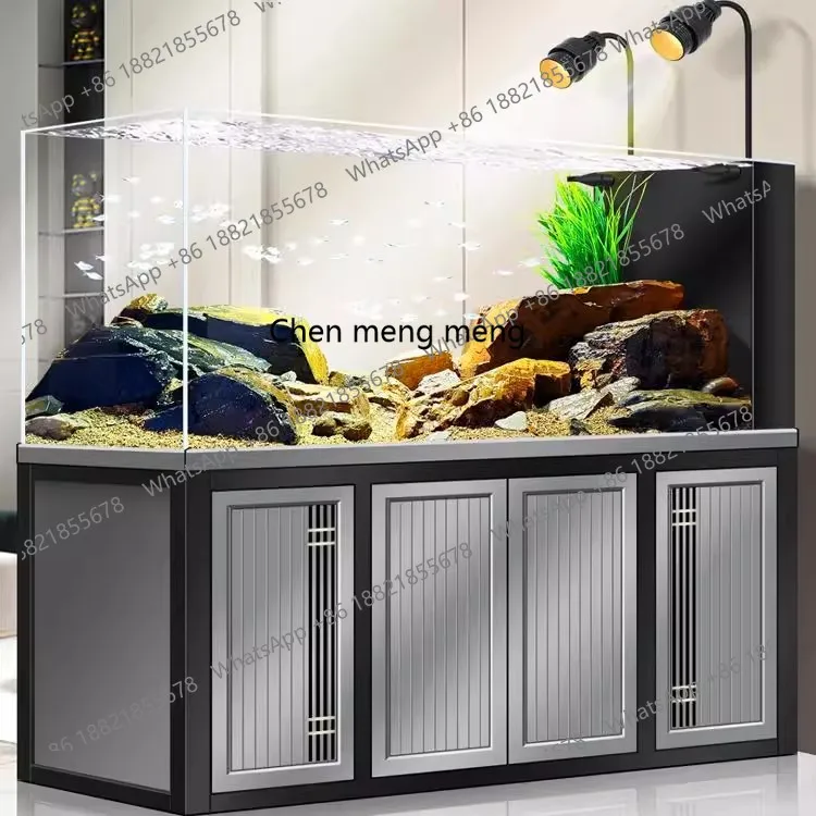

A full set of no-care stream tank ecological bottom filter fish tank ultra-white glass medium and large rainforest tank aquarium