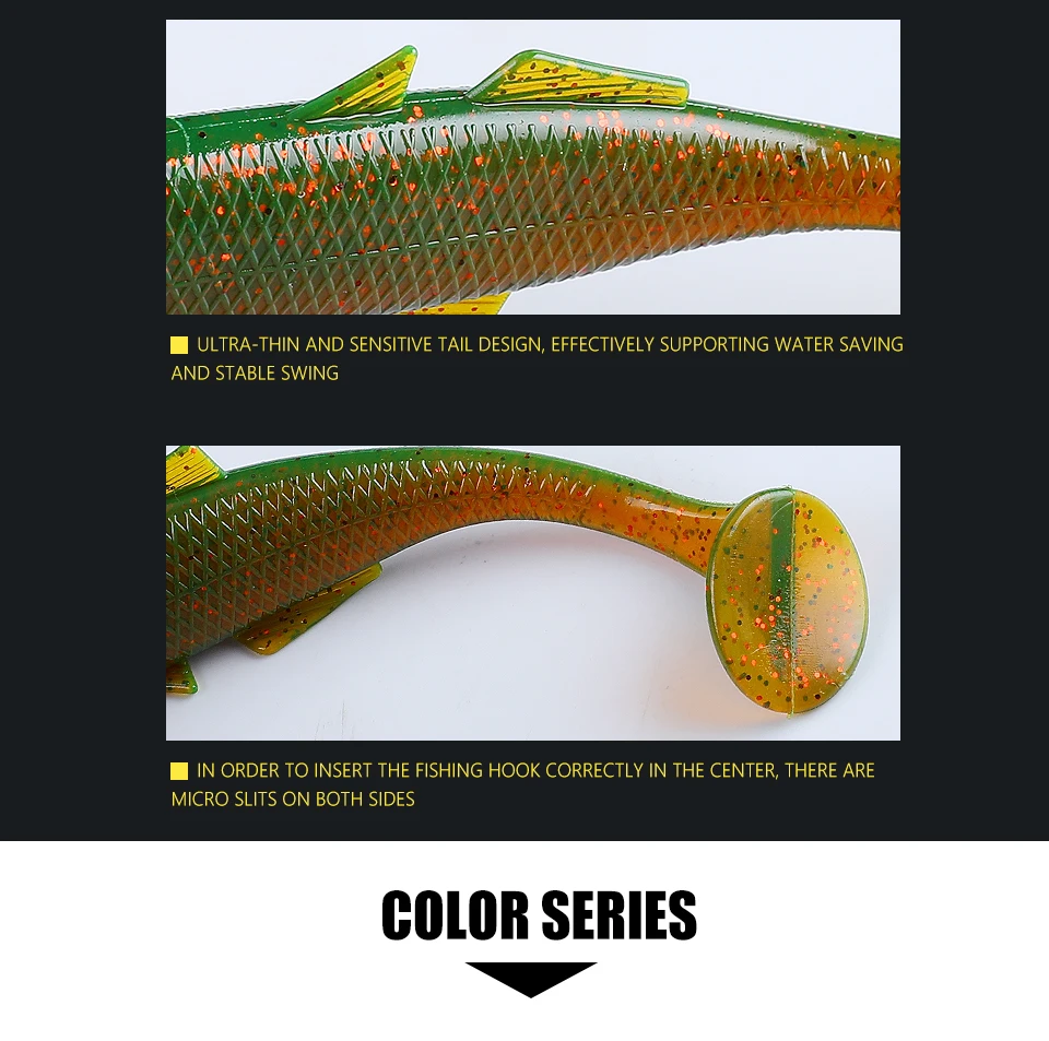 Supercontinent Leanness ShadTeez T-Tail 5cm/7.5cm/12cm Hecht Zander Raubfisch-Angelköder mit 3D-Augen Weichköder Angelköder – Detail 2
