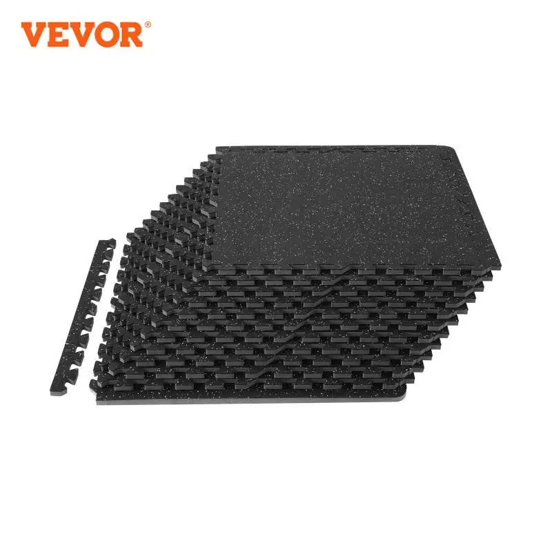 VEVOR 12 PCS 1/2 inch Thick Gym Floor Mats EVA Foam and Rubber Top Interlocking Workout Floor Mats Waterproof Exercise Mats