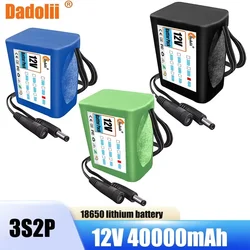 18650 3S2P 12V 40000mah Original Lithium Ion Battery DC 12.6V 40Ah Rechargeable CCTV, Camera Monitor Replacement Battery+Charger