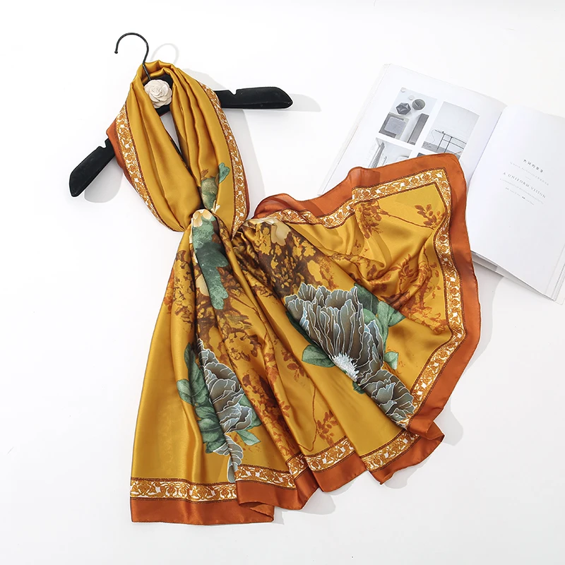 180*90cm Luxury Brand Ladies Spring Summer Long Silk Scarf Shawl Digital Painted Shawl Gogh Oil Painting Lady foulard bandanna