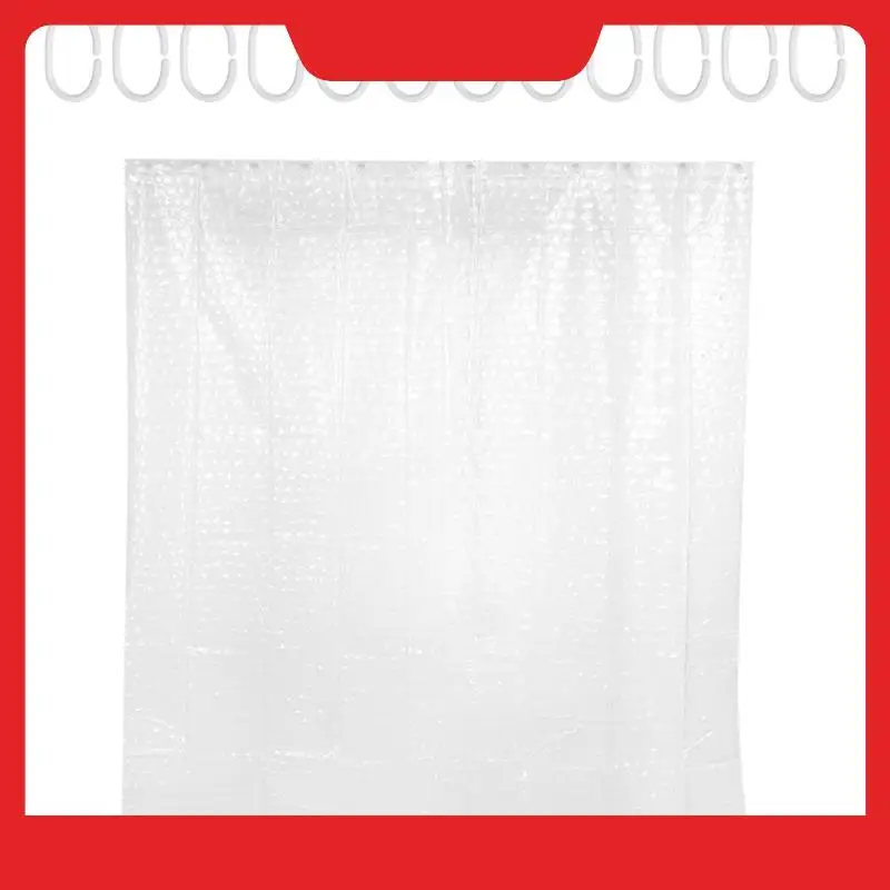 Clear EVA Shower Curtain Liner Waterproof Transparent 3D Water Square Bathroom Curtain In 71Inch X 79Inch, 12 Hooks