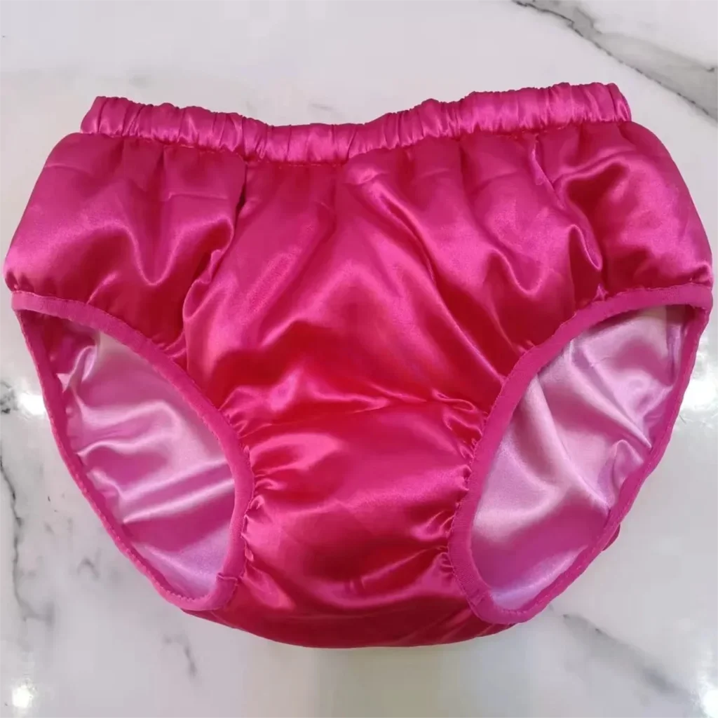 Men Glossy Pink Soft Silk Briefs Fetish Live Show DJ Club Sexy Costumes Private Party Handmade Silky Touch Boxer Underpants BF