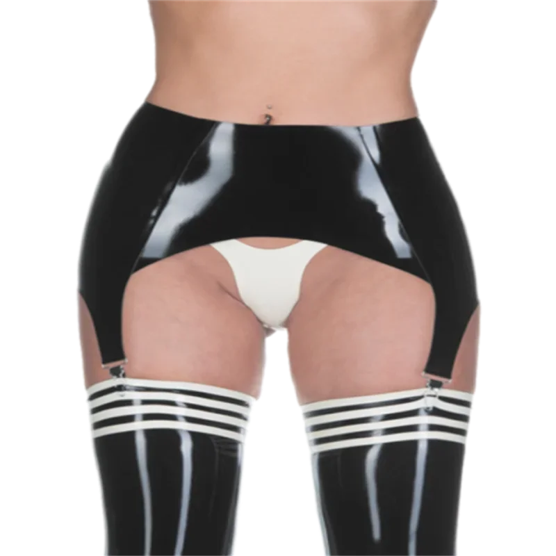 

Latex Garter Catsuit Gummi Rubber Stocking Suspender Side Clamps Customized 0.4mm