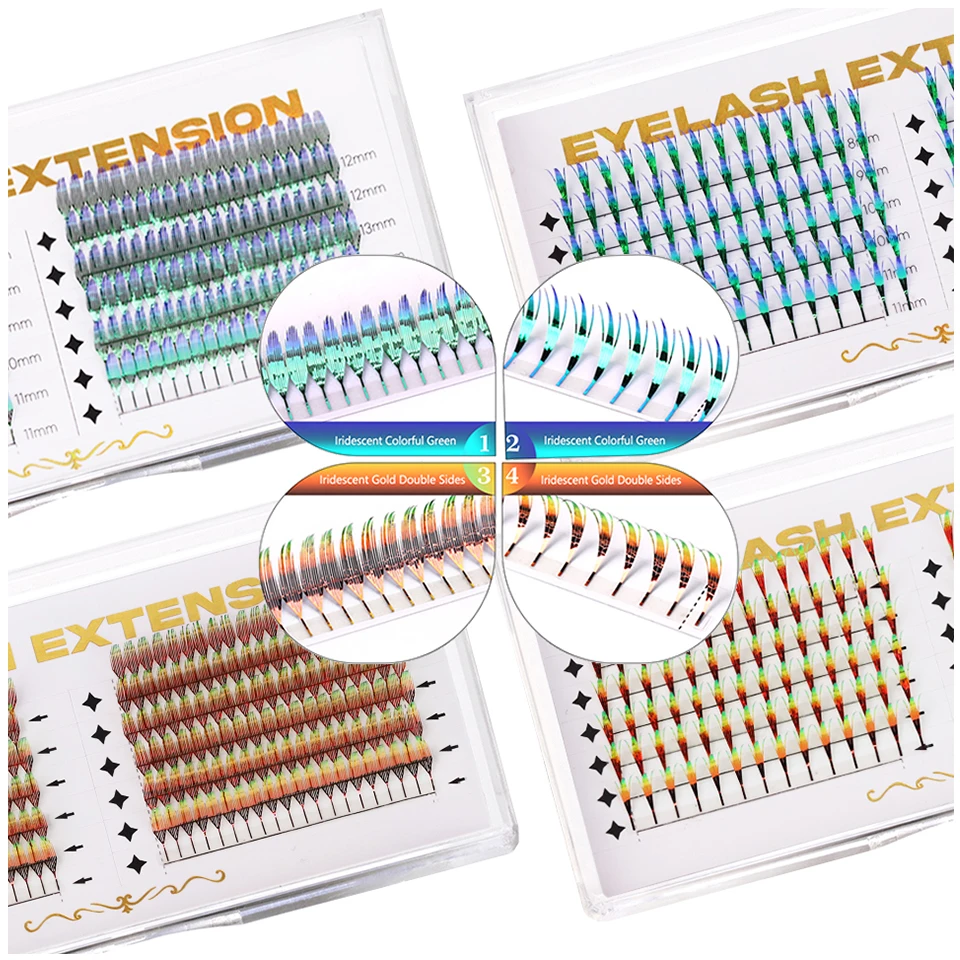 

New Fashion Feather Shape Wing Eyelash Double Side Spire Lashes Premade Eyelash Extensions Tinsel Anime Eyelashes Makeup Cosplay