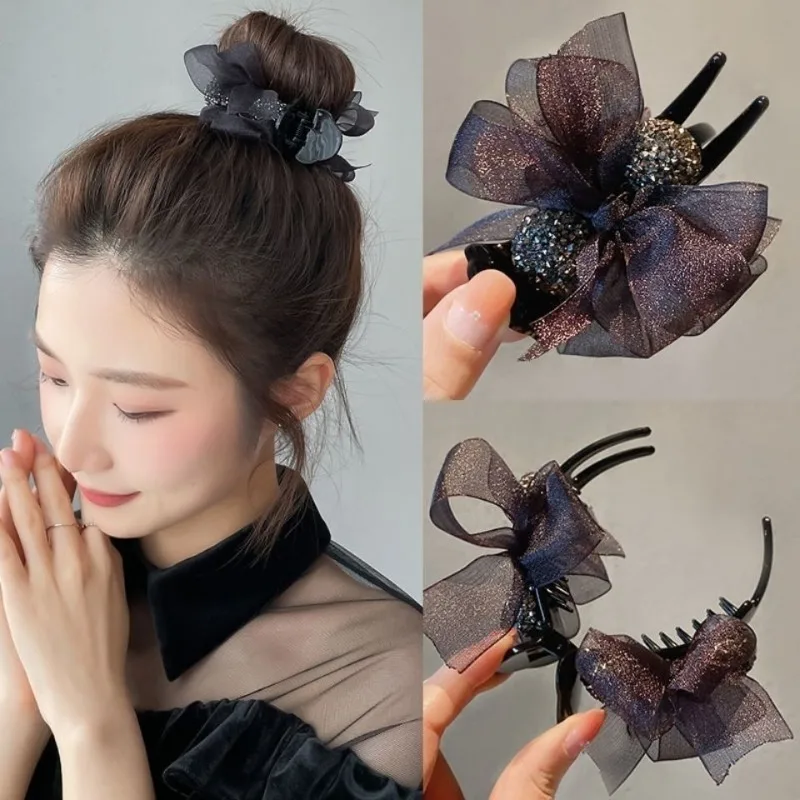 

Meatball head grab clip, female minimalist temperament, shark clip, mesh bow hairpin, full diamond grab clip, disc hair hairpin.