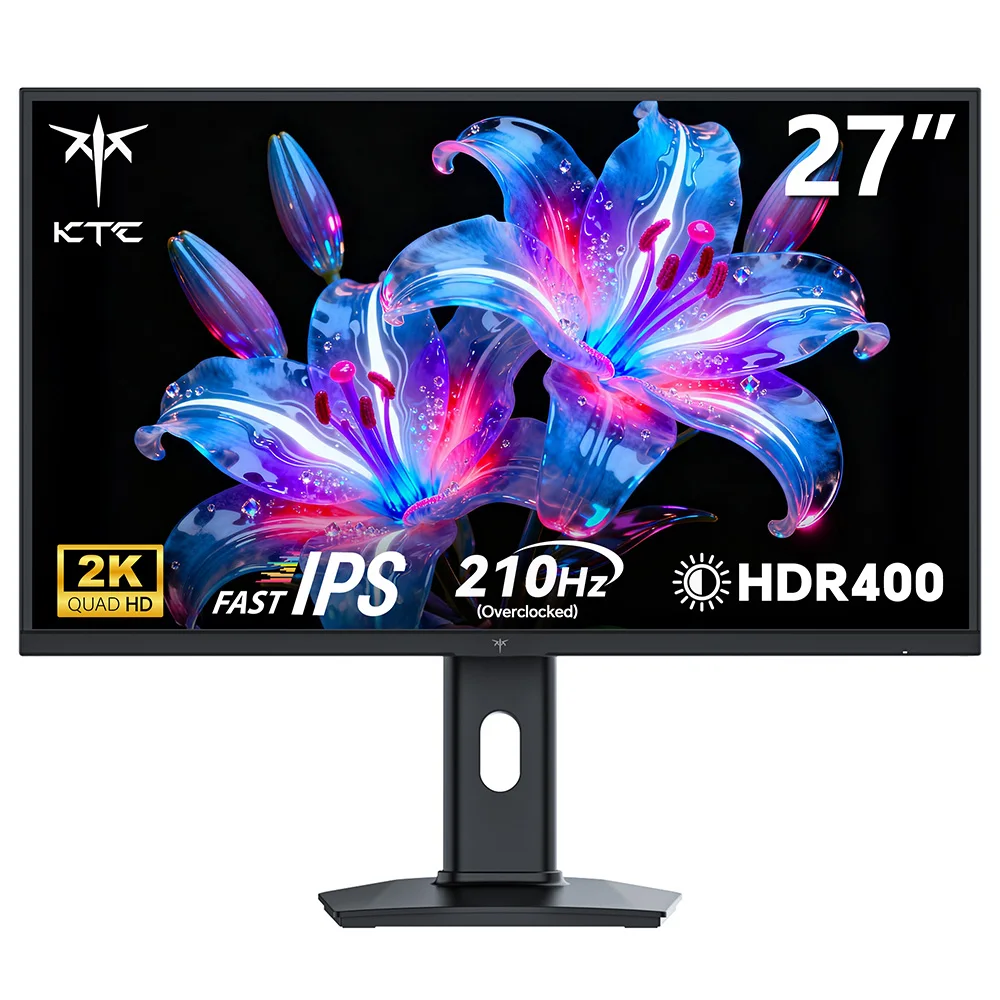 KTC H27T7P-2 27 Zoll 2K QHD Gaming-Monitor, schnelles IPS-Display mit 210 Hz, 1 ms Reaktionszeit, HDR400, Adaptive Sync, 131 % sRGB, 1,07 Milliarden Farben, Dual HDMI 2.0/DP 1.4, verstellbarer