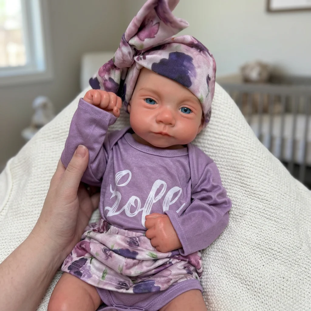 18 Inch Full Body Silicone Reborn Doll Blue Eyes Awake Design Lifelike Newborn Hand Painted Waterproof Collectible Art Ornament