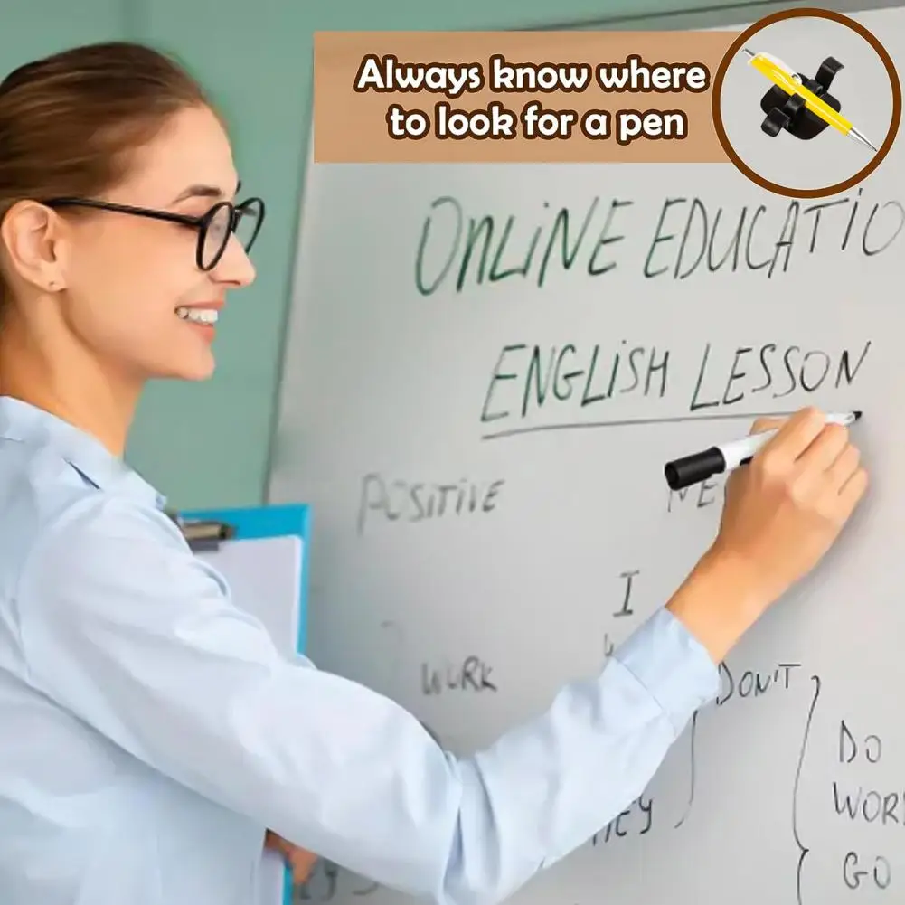 TPR flexível caneta auto-adesivo titular, mesa portátil caneta esferográfica, lápis clip, material de escritório