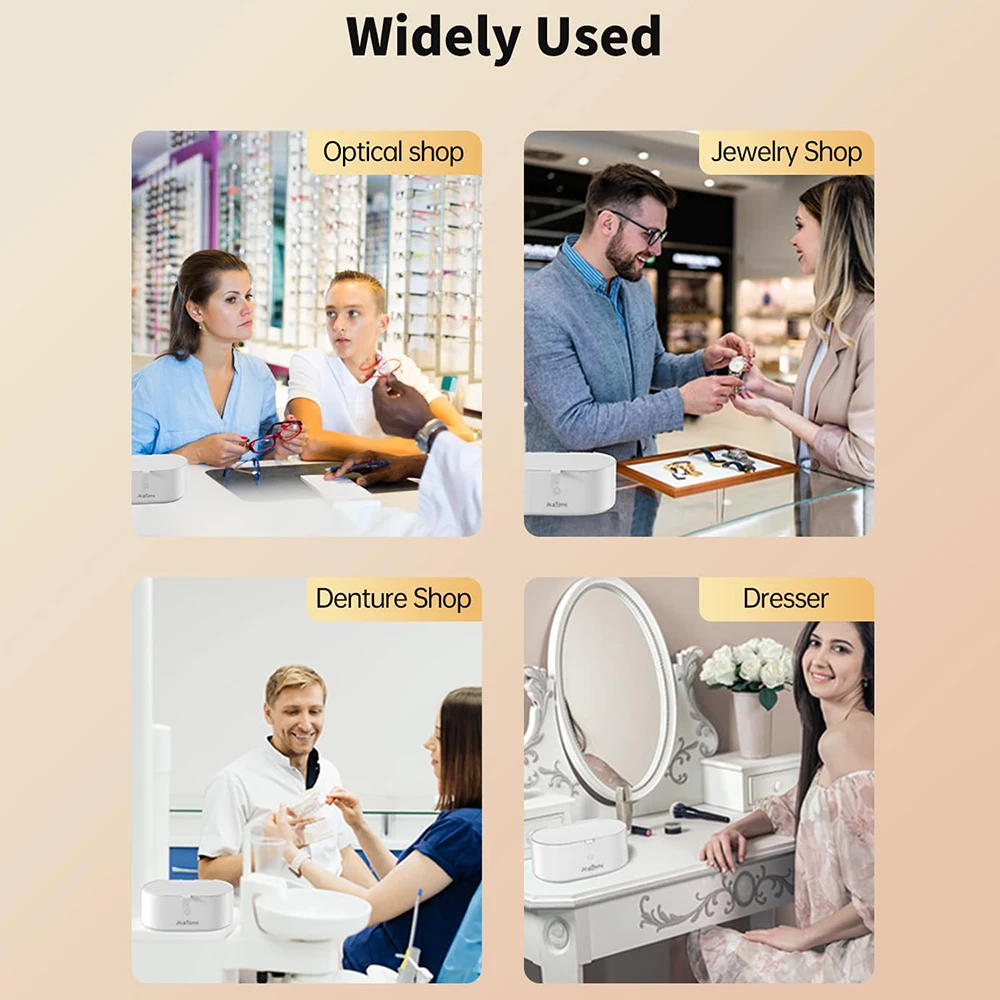 Ultrasonic Cleaner 46KHZ  High Frequency Vibration 600ml Portable Deep Clean for Jewelry Rings Glasses Makeup Brushes Home Trave