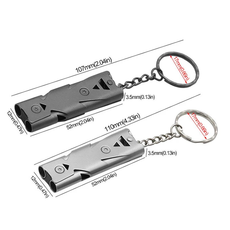1PC Portable Whistle Stainless Steel Double Tube Lifesaving Emergency SOS Safety Survival Tool Kit Outdoor Camping Equipment