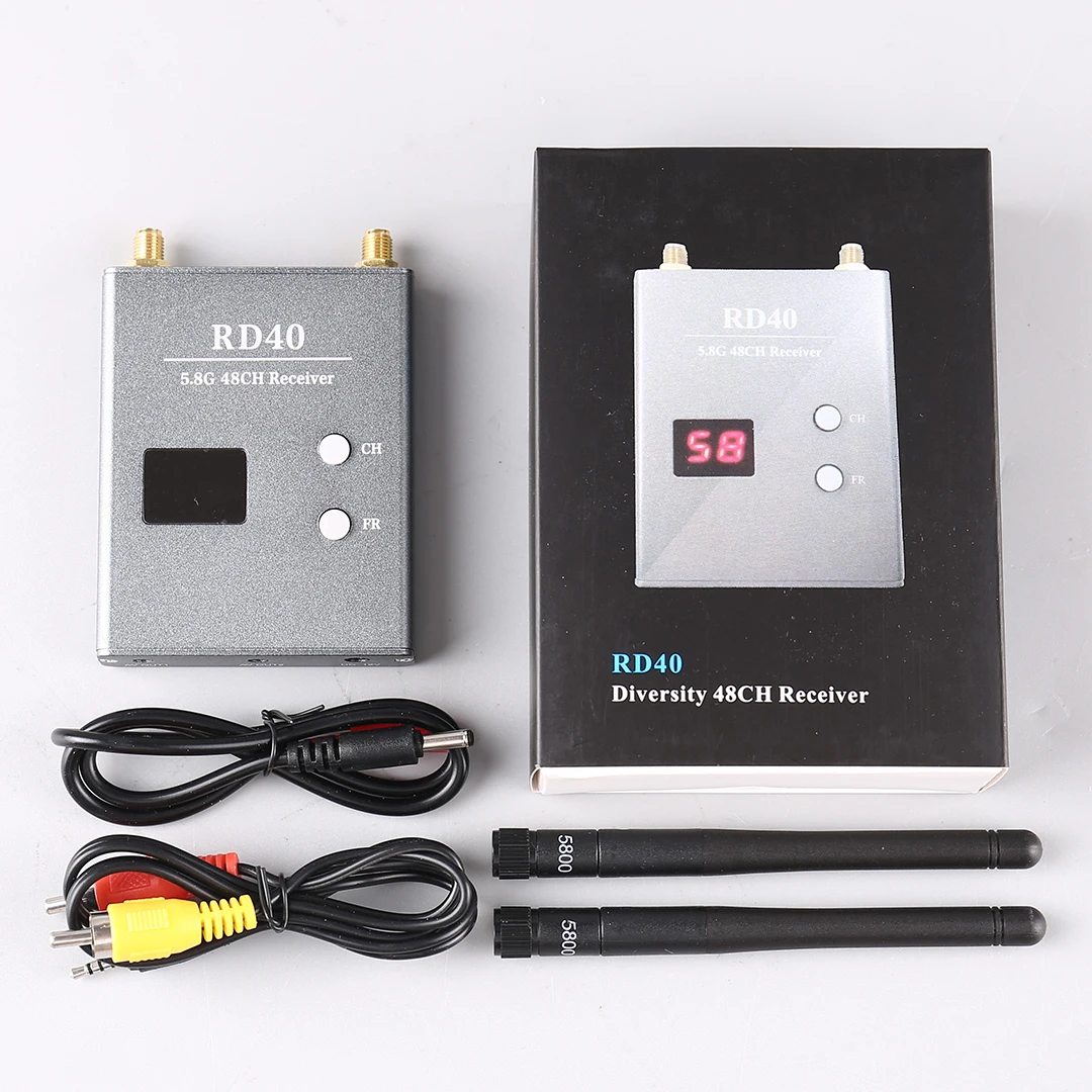 Hippo RD40 Receiver 5.8GHz 48 Channels Dual Diversity Auto Scan FPV Video Receiver Dual‑Way AV Output LED Display For