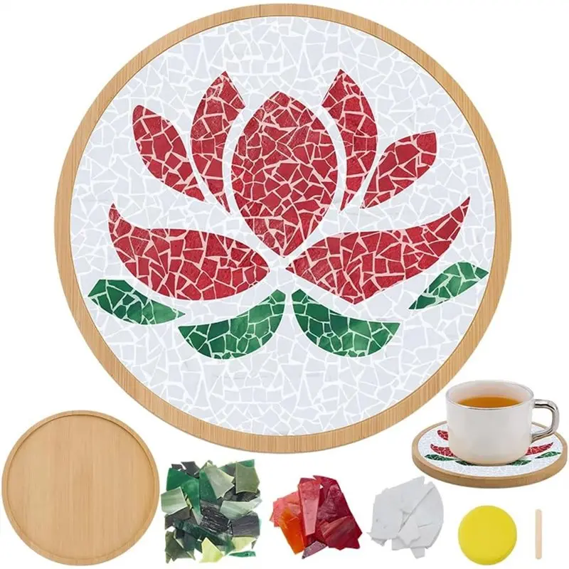 

Набор для творчества M12K-DIY: мозаичная подставка-лотос для начинающих, декор для дома, разноцветные элементы мозаики, подарок