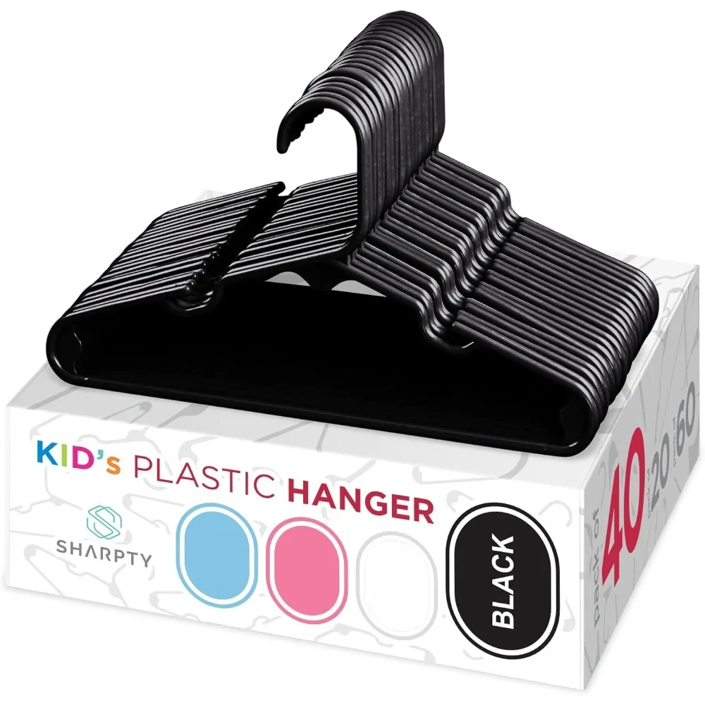 

Sharpty Kids Plastic Hangers, Children's Hangers for Baby, Toddler, and Child Clothes - Everyday Standard Use - Ideal for Boys a