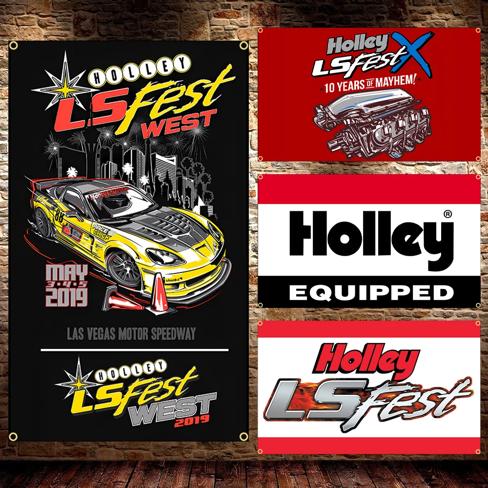 JimonFlag 90x150CM Holleys Performance Equipped Car Flag Polyester Double Penetration Printed Racing Car Flag Banner For Decor