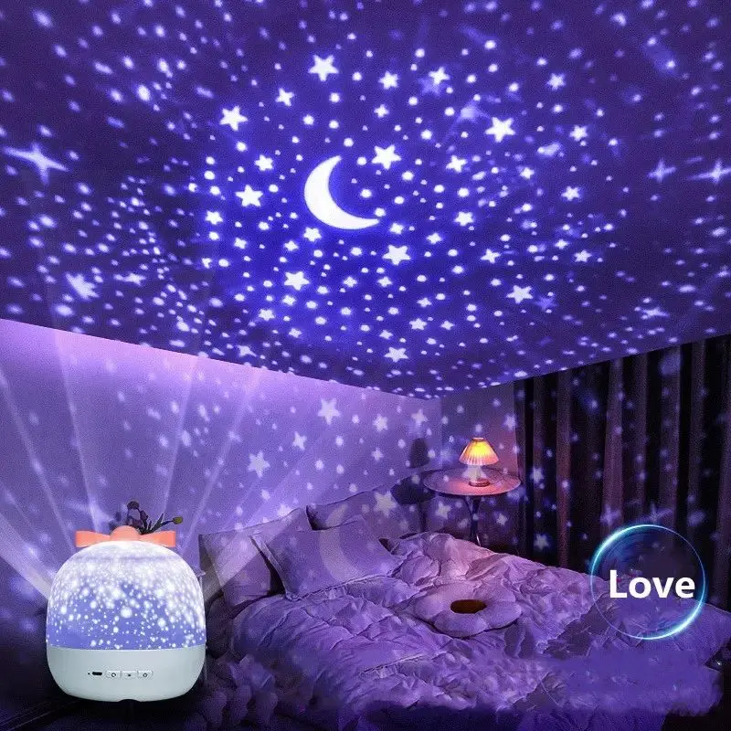 Galaxy Light Projector Crown Star Night Light and Bt Speaker Remote Control Rotating Led Light Bedroom Decoration