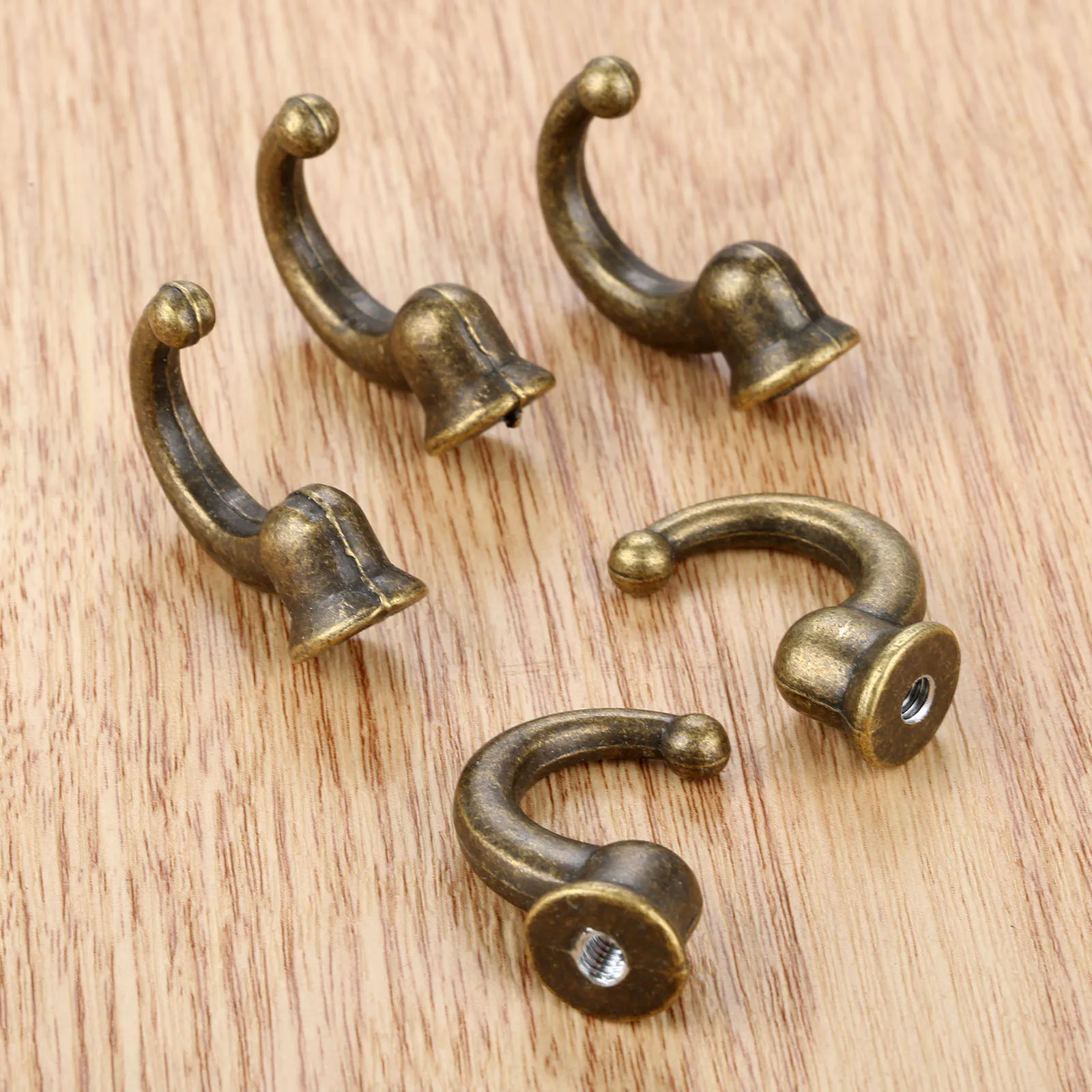 5pcs Vintage Bronze Hooks Door Wall Hanger For For Hanging Towel Clothes Hat Bathroom Kitchen Furniture Hardware With Screw