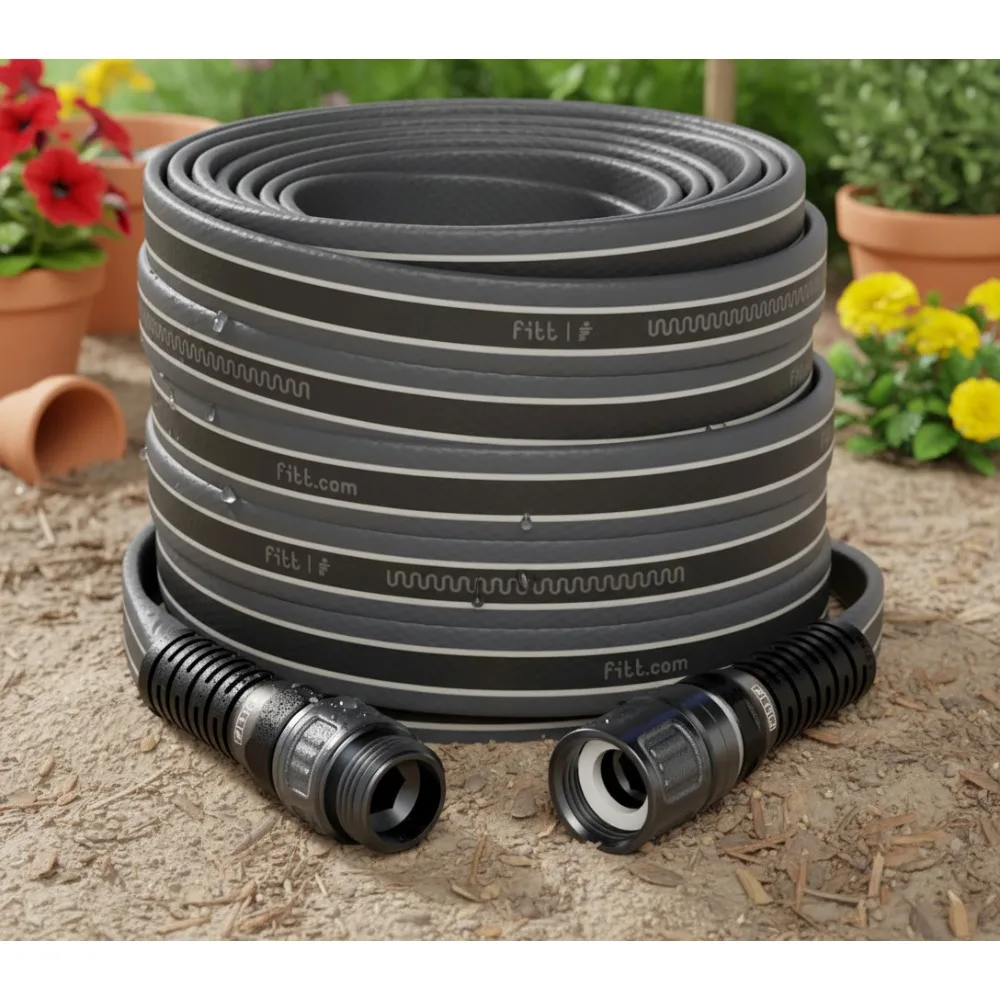 

Lightweight Ultra Flexible Durable Kink-Free Heavy-Duty Commercial Grade Flat Garden Hose, 50-Feet x 5/8-Inch, Grey and Blue