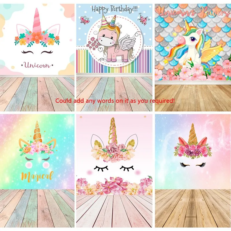 

SHUOZHIKE Art Fabric Unicorn Birthday Photography Backdrops Newborn Baby Photo Background Studio Photocalls Props 210605-03