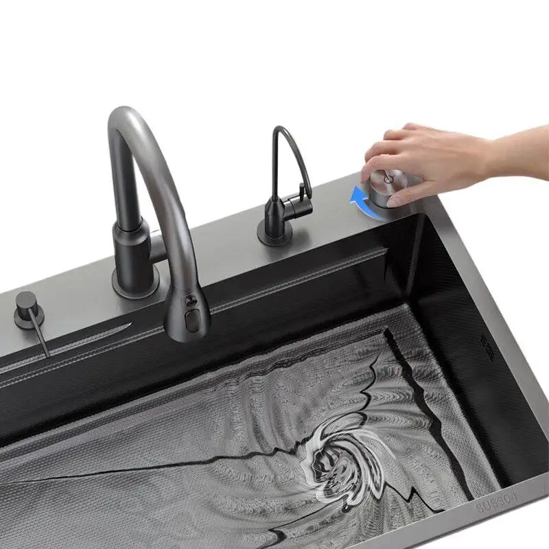 

Thickened nano stainless steel sink integrated household kitchen sink large single sink for washing dishes