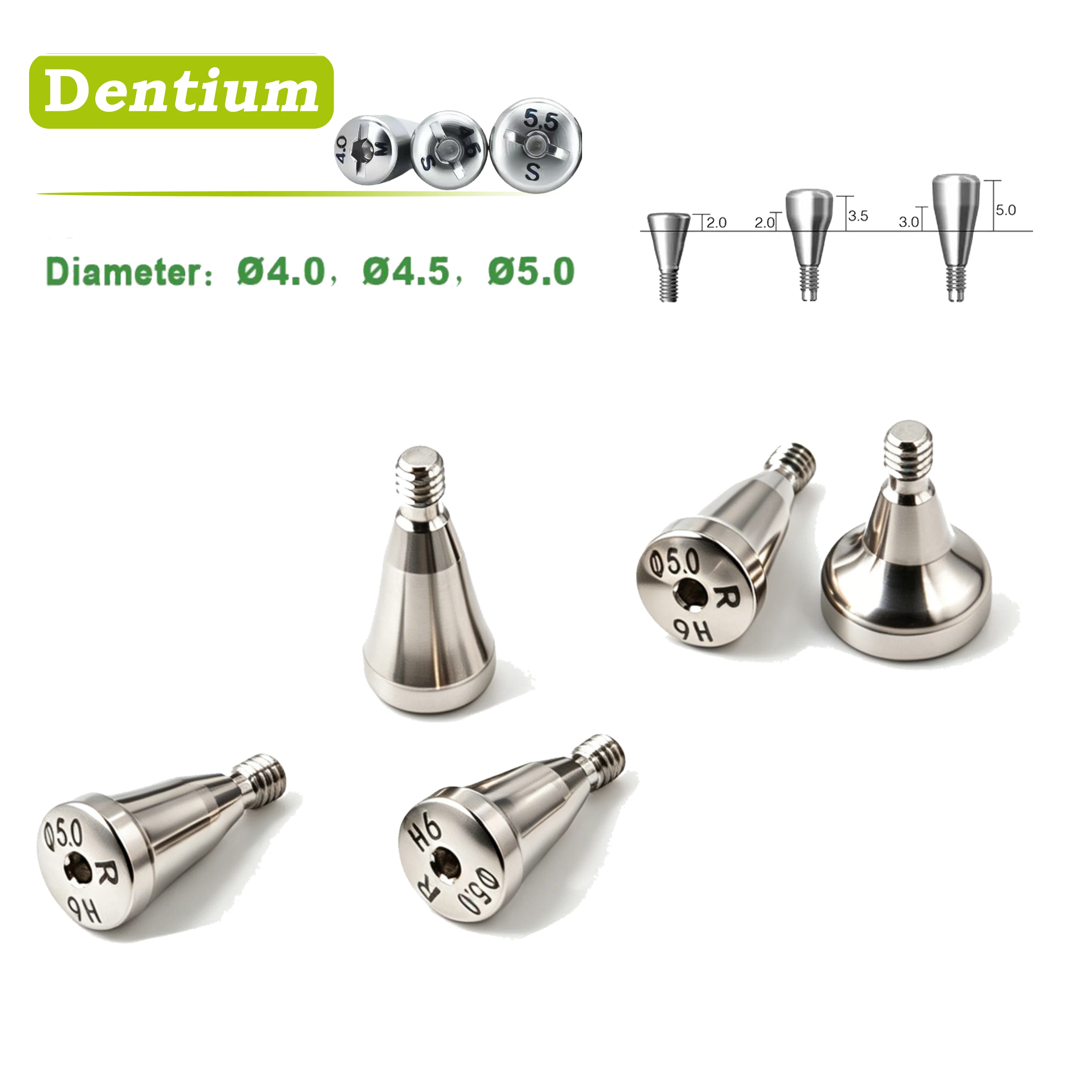 Dental Healing Abutment Healing Cover Screw/Cap High Precision Titanium Compatible with Dentium Implant System