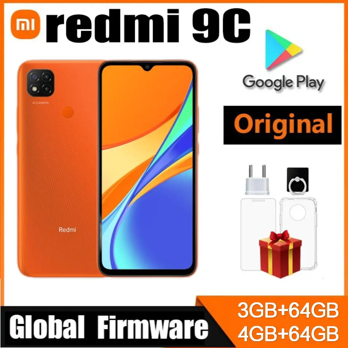 Global Rom Xiaomi Redmi 9C Smartphone 4GB RAM 128GB ROM MediaTek Helio G35 6,53 pulgadas Android 10 13MP Cámara 5000mAh teléfono móvil