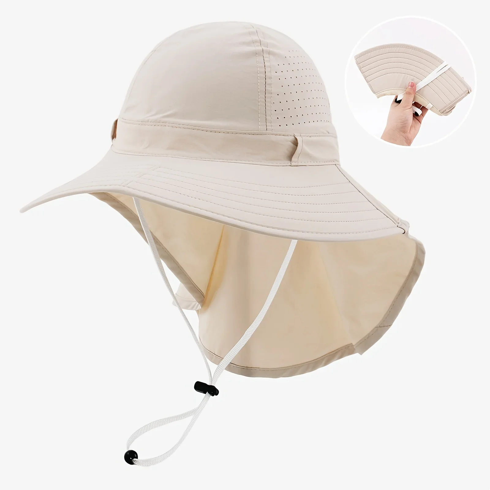 Atmungsaktiver Sonnenschutz-Schal-Sonnenhut für Damen, faltbar, geeignet für Outdoor-Aktivitäten, Wandern, Strandurlaub – Detail 12