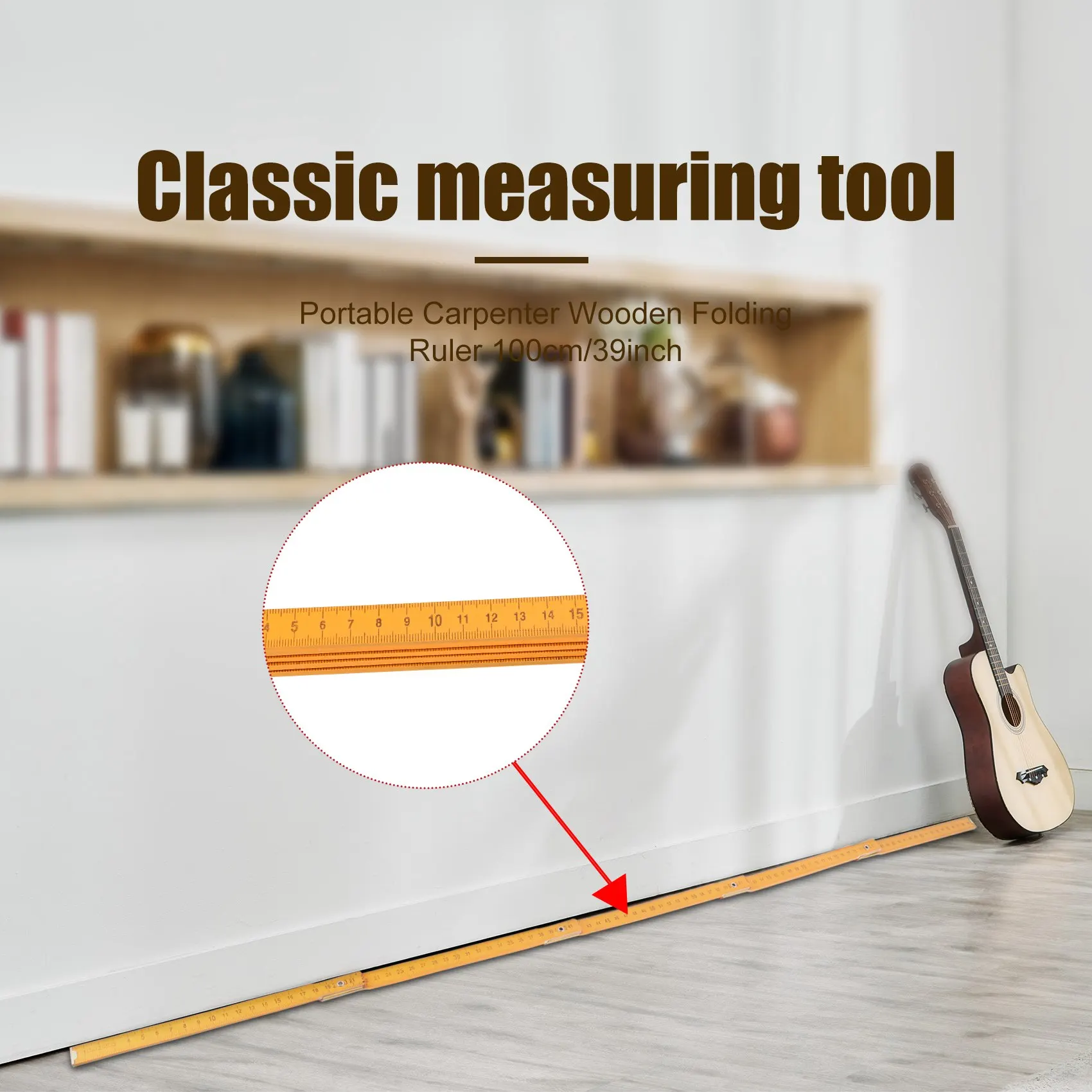 Portable Carpenter Wooden Folding Ruler 100cm/39inch