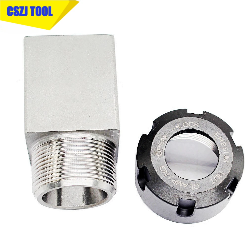 CSZJ Square ER25 ER32 ER40 Chuck Block Hard Steel Hex ER Spring Chuck Seat For CNC Lathe Engraving Cutting Machine Tool holder