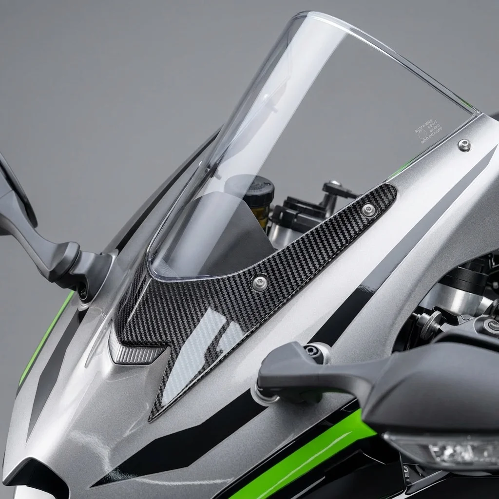 Carbon Fiber Motorcycle Front Fairing Windshield Trim for Kawasaki ZX-10R ZX-10RR 2021-2026