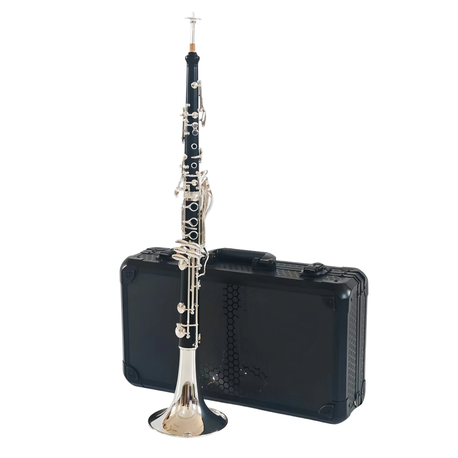 Professional Keyed Mid-Tone Silver-Plated Suona, ABS Composite Wood, Black Chinese Traditional Instrument, 6 in 1 Set