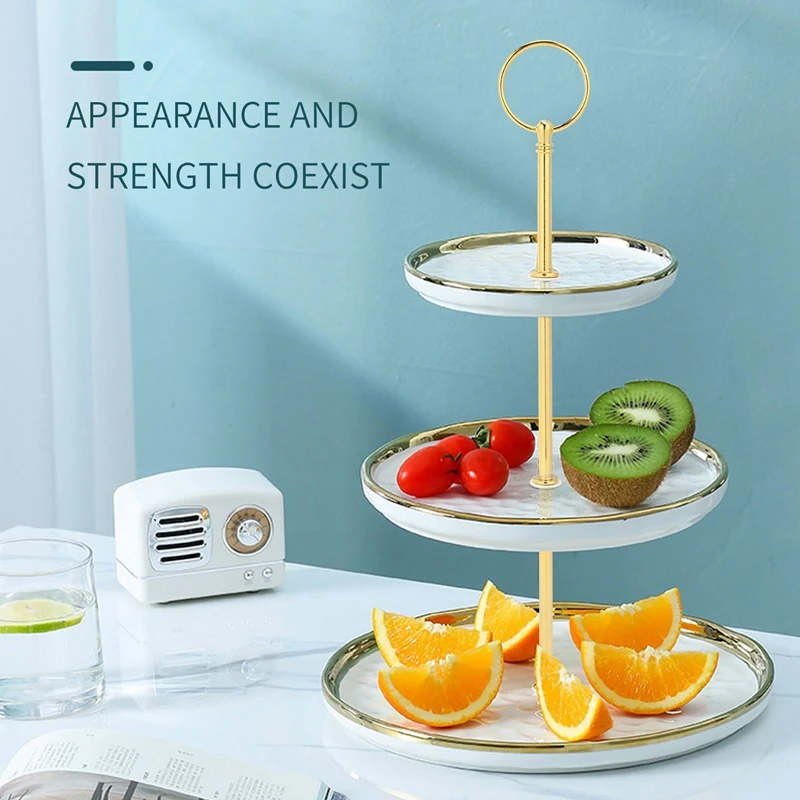 Colgador de platos de fruta, 5 bodas, Metal dorado, soporte para pastel de 3 niveles, mango central, Kit de accesorios de varillas