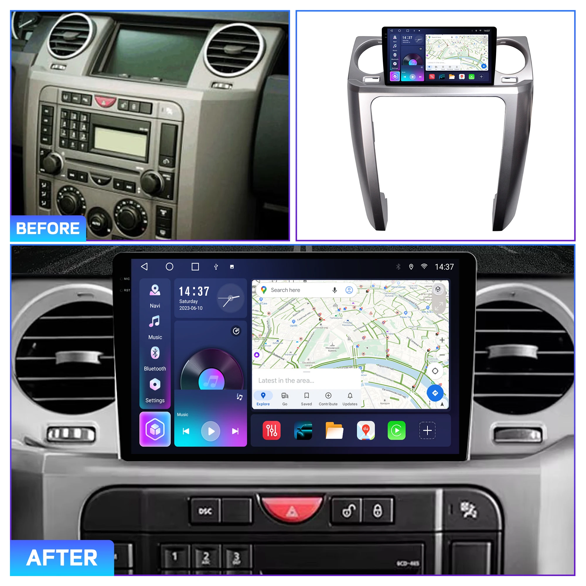 Penhui Android Car DVD Player 2 Din for Land Rover Discovery 3 2004-2005 Multimedia Screen with DSP, Bluetooth, Audio & CarPlay